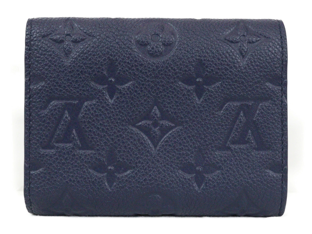 Louis Vuitton Navy Leather Compact Victorine fold Portefeuille Wallet Tri Blue